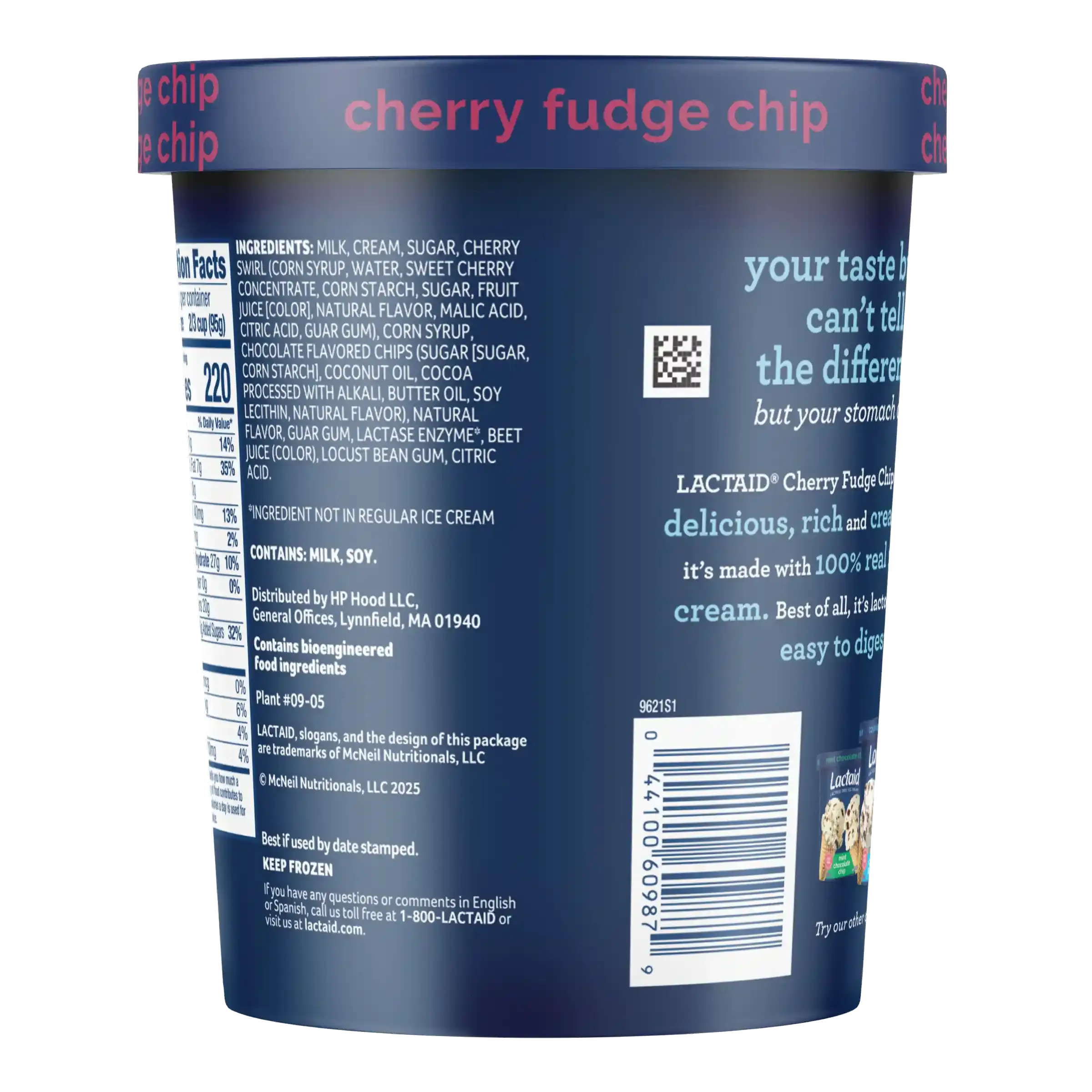 LACTAID® Lactose-Free Cherry Fudge Chip Ice Cream Ingredients