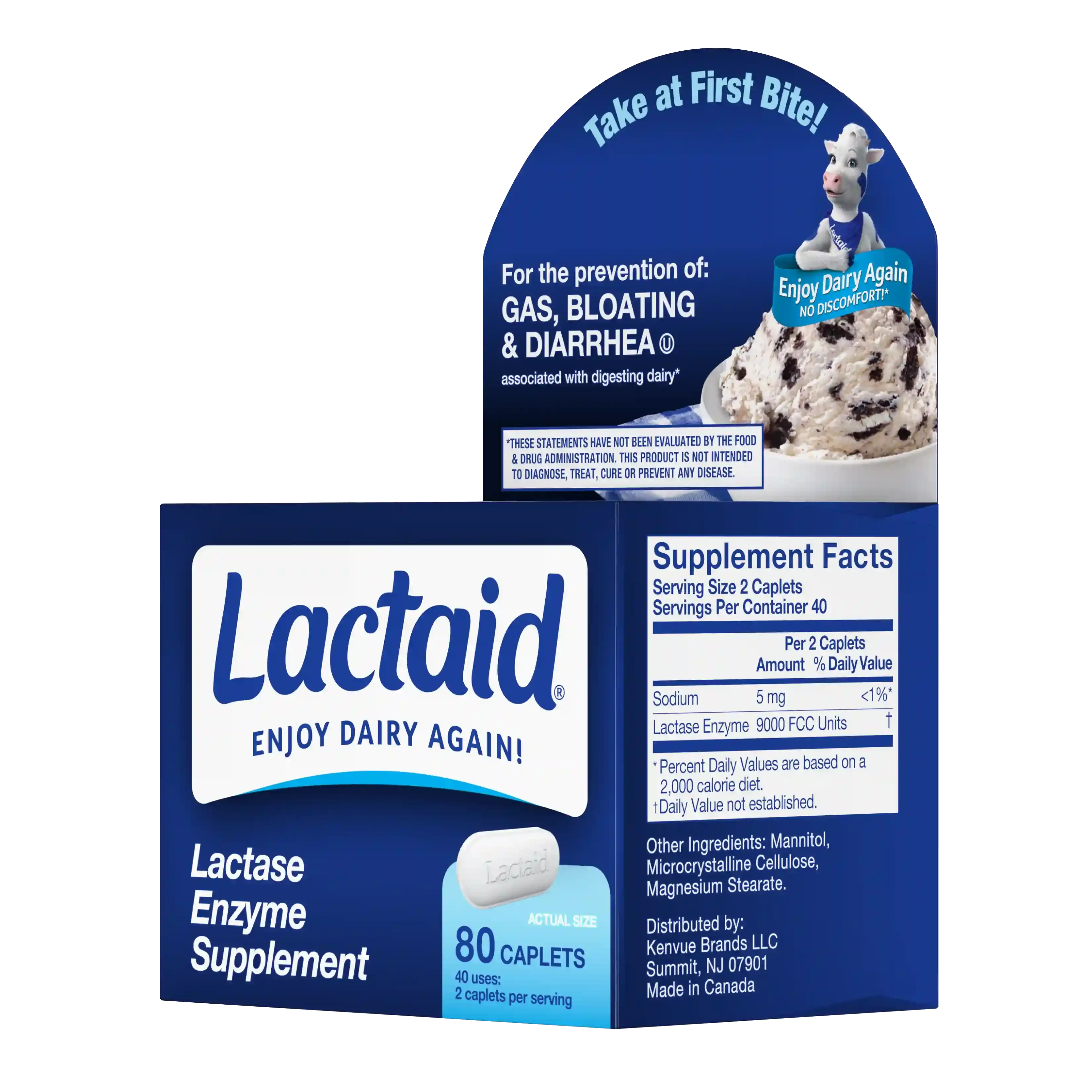  LACTAID® Lactase Enzyme Supplement Caplets 80ct Supplement Facts