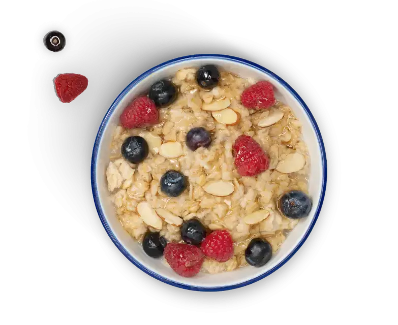 Bowl of cereal with Lactaid milk and fruit