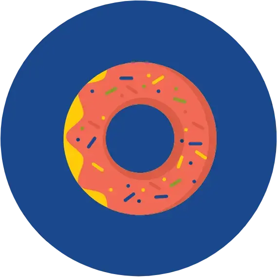 Illustration of a donut on blue background.