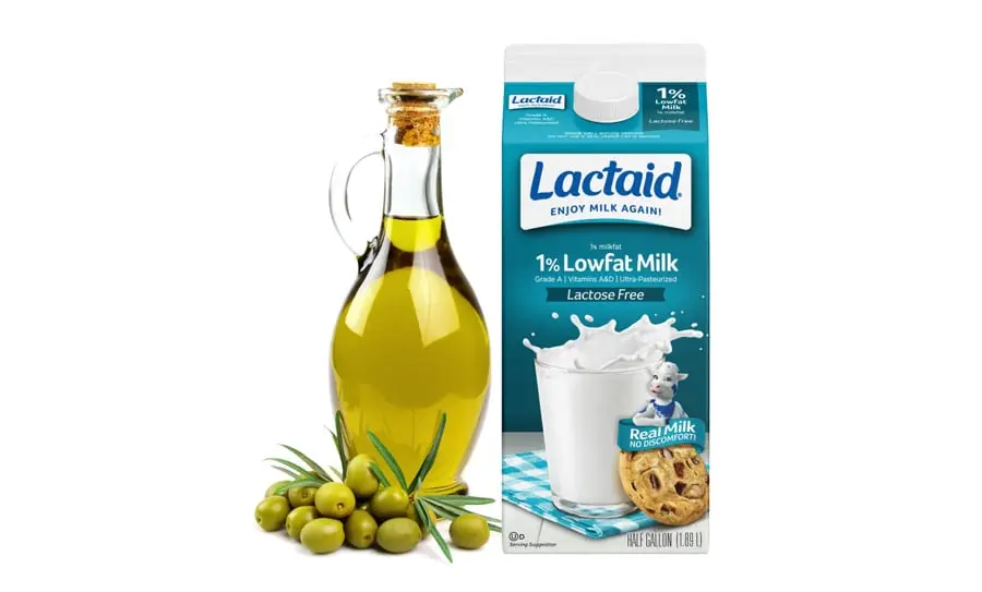 Lactaid low-fat milk and olive oil