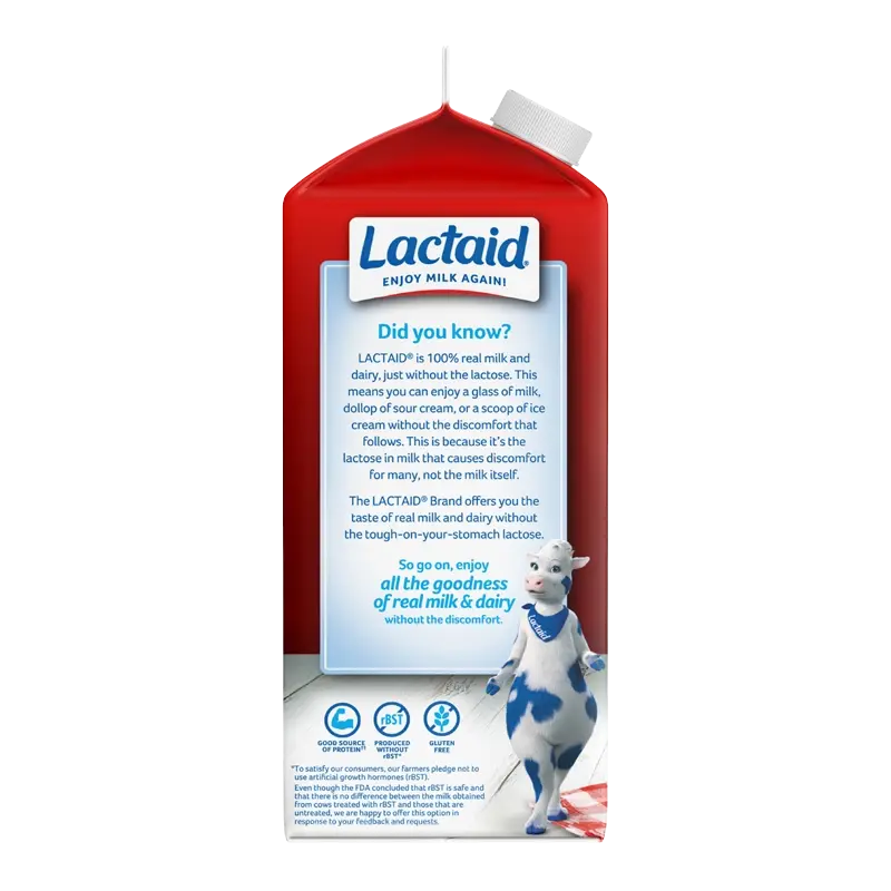 LACTAID® Calcium-Enriched Lactose-Free Whole Milk Left of Packaging