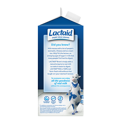 Lactaid 2% Reduced Fat Milk Left Side of Packaging