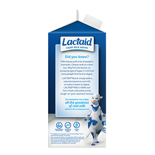 Lactaid 2% Reduced Fat Milk Left Side of Packaging