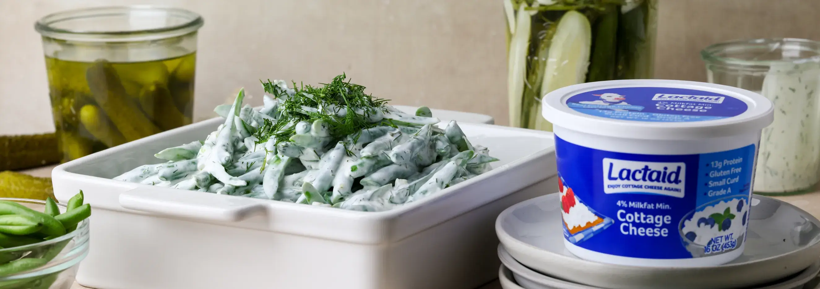 Creamy Dill Pickle Green Beans with LACTAID® cottage cheese