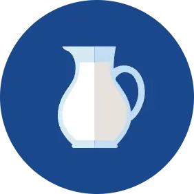 Illustration of milk jug against blue background.