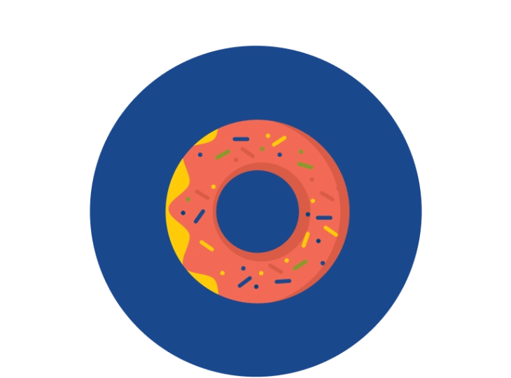 Illustration of a donut on blue background.