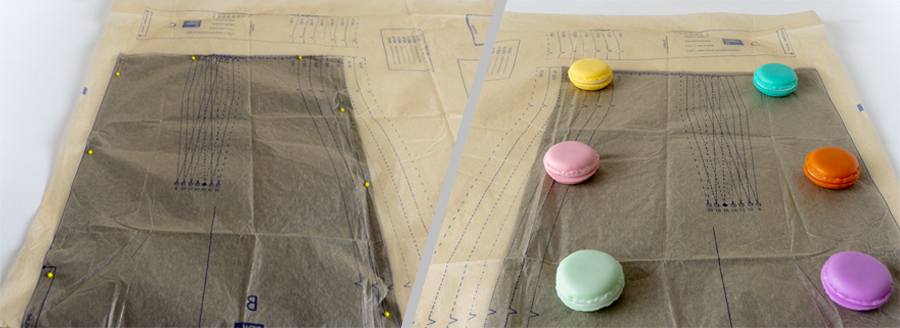 Patroon - Overtrekken - Spelden - Zelfgemaakte patroongewichtjes - Macarons 