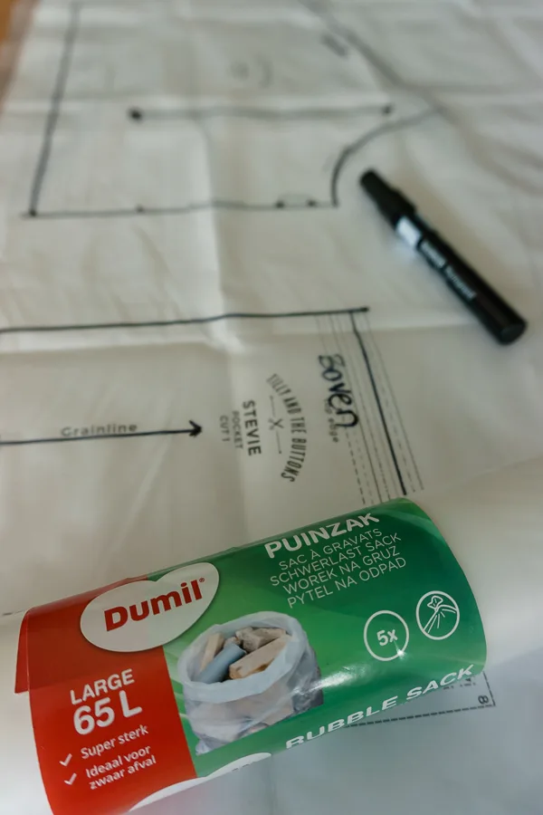 Patroon overnemen - Puinzak - Action - Stevig plastic - Doorzichtig - Overtrekken - Naaien
