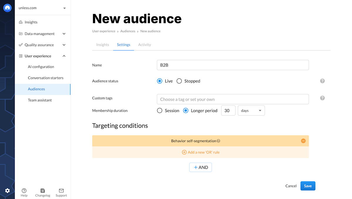 Audience: self-segmentation