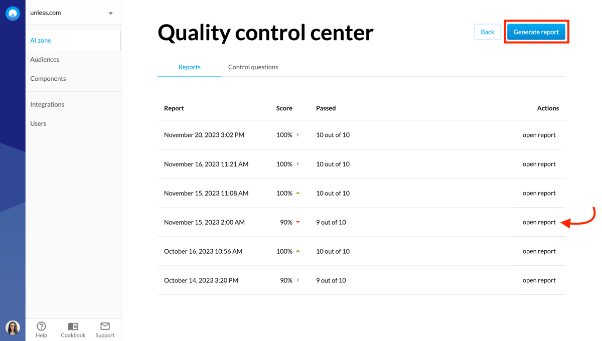Quality control center