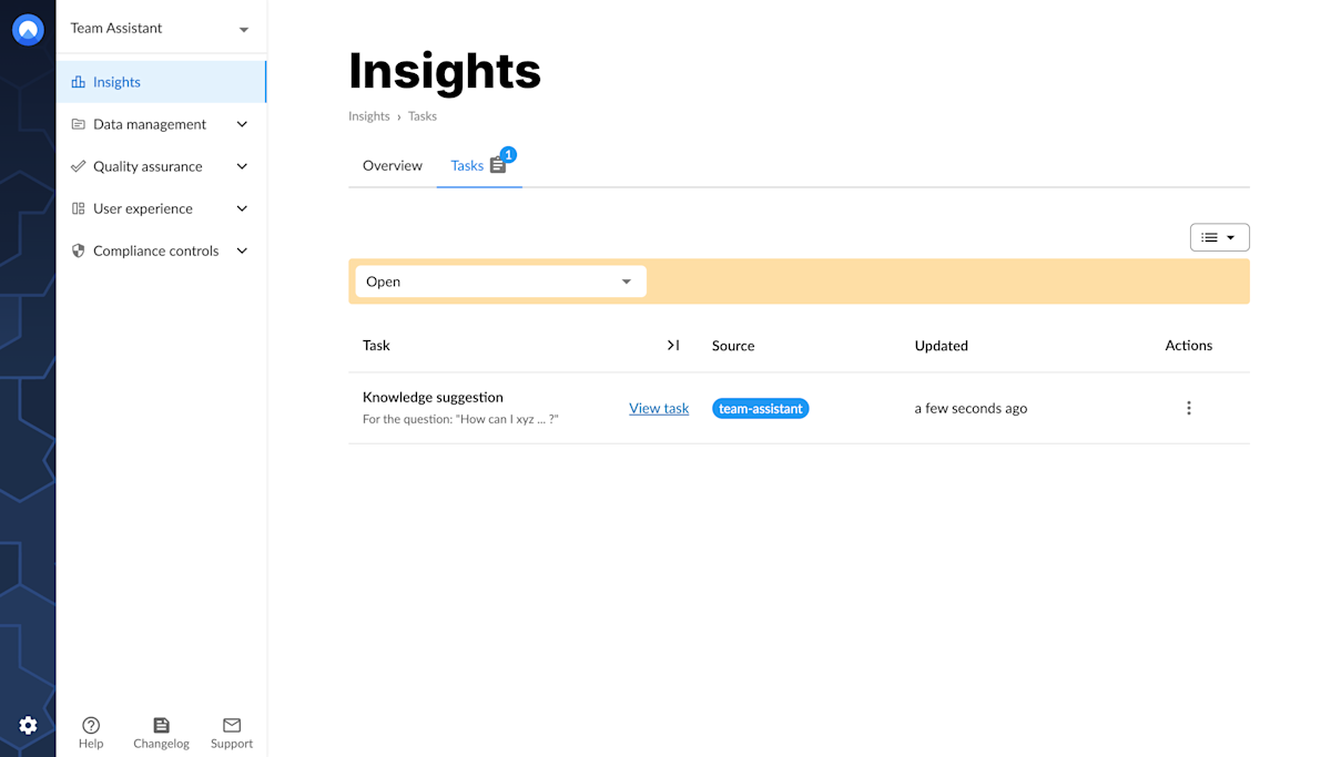The tasks tab in your Unless dashboard