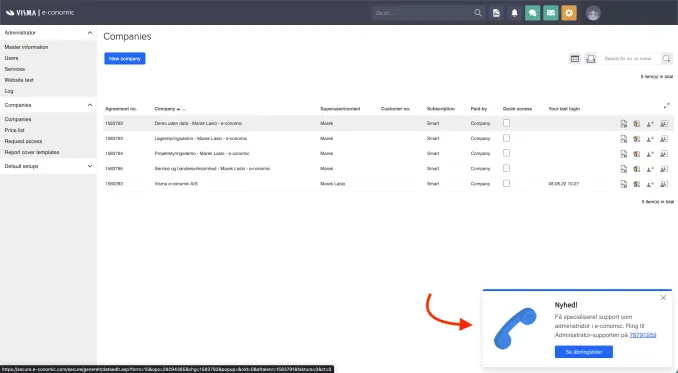 Side-box component with a new feature announcement for administrator users only