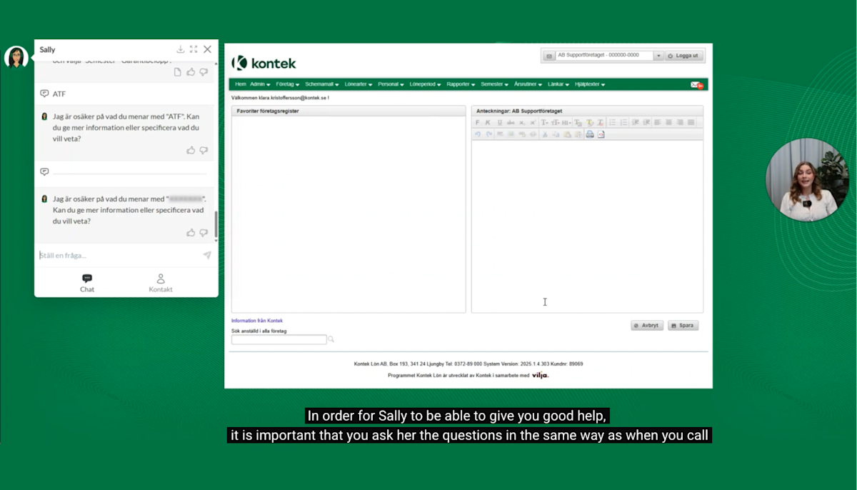 A screenshot from the explainer video of Kontek with tips on how to communicate with Sally