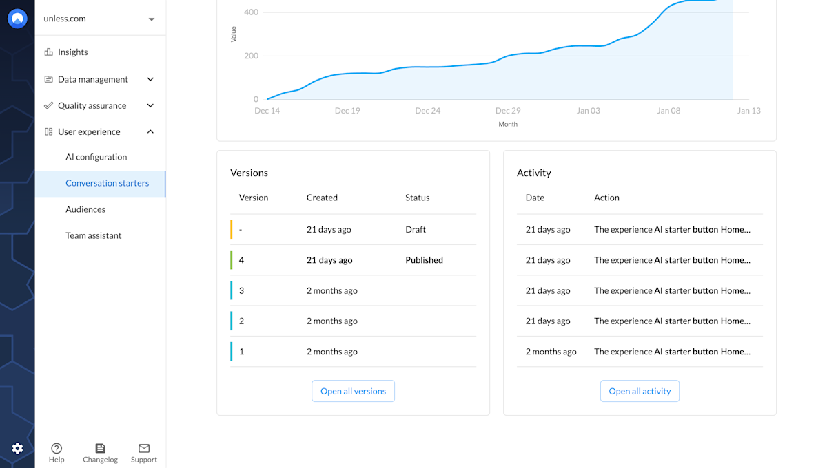 Component versions and activity