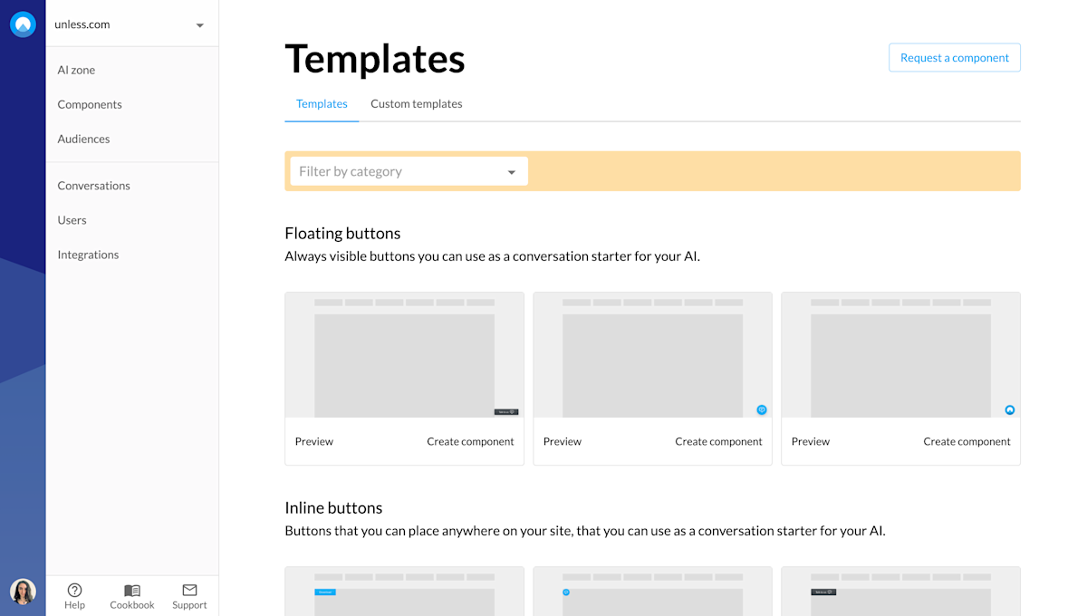 Component templates list