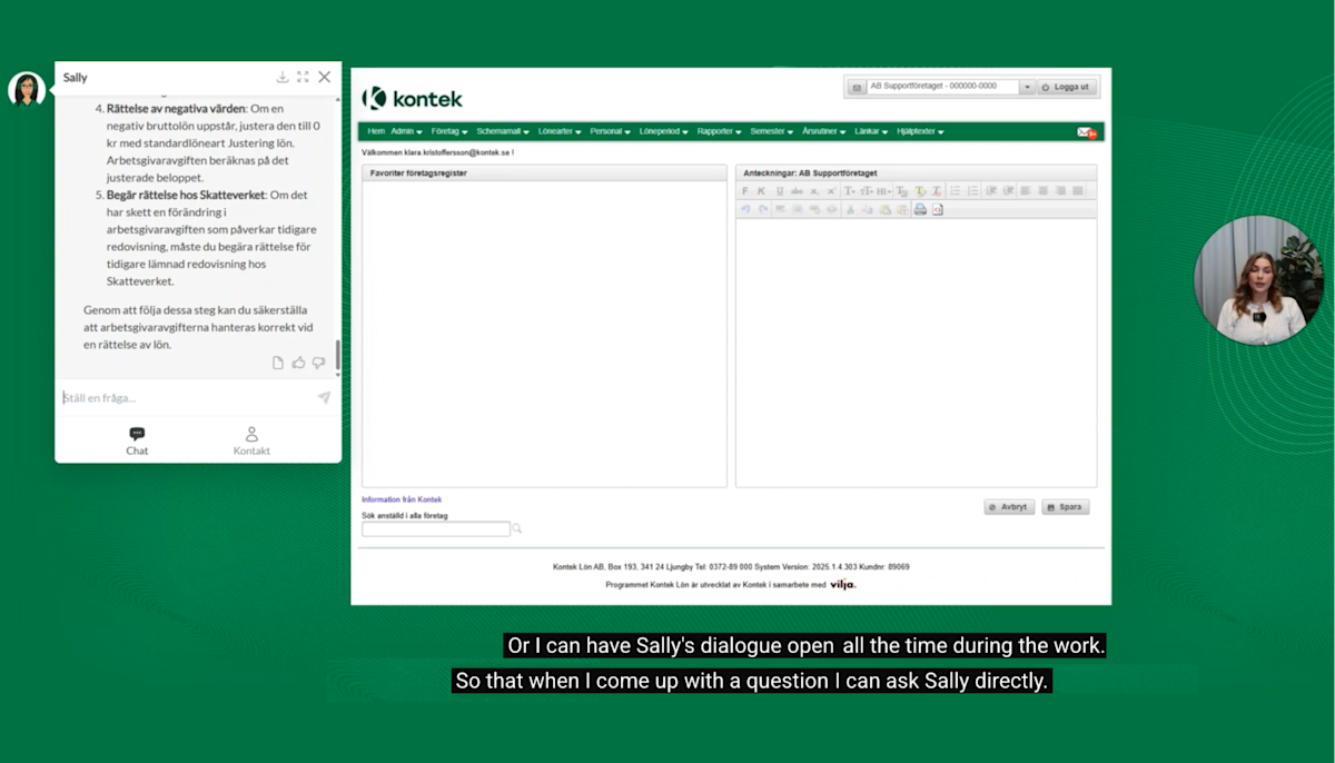 A screenshot from the explainer video of Kontek with additional tips for efficient usage