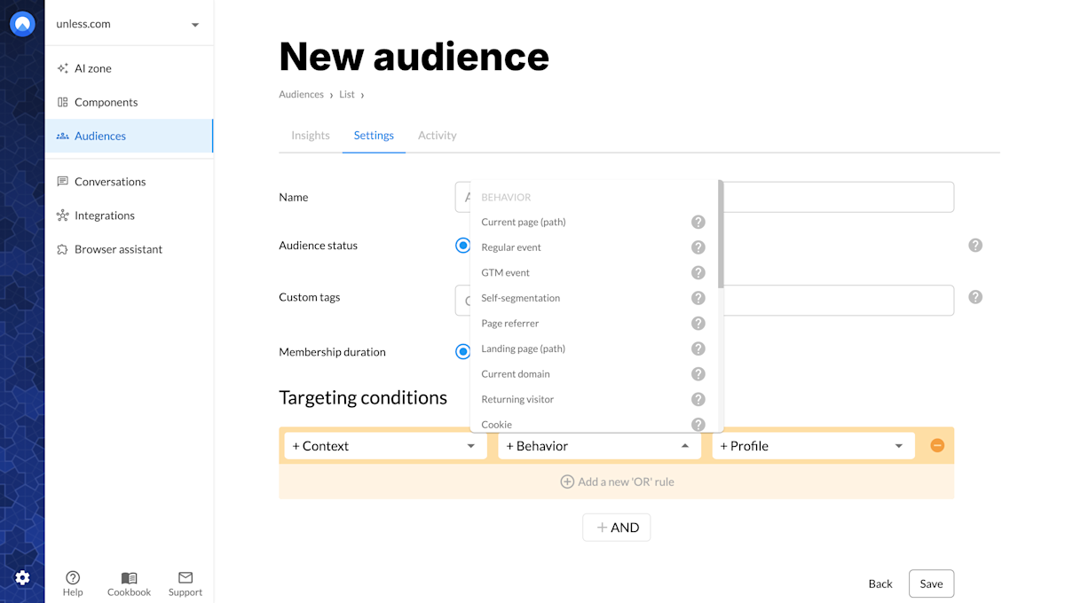 How to set up audiences