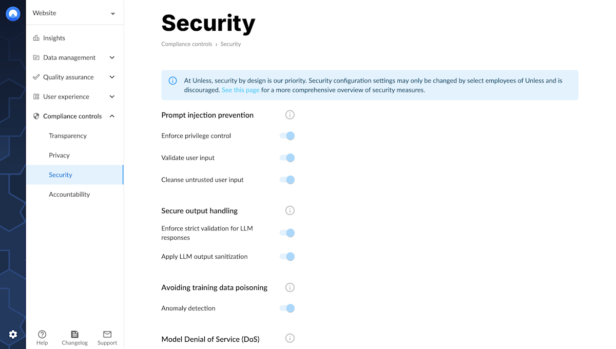 Unless security tab