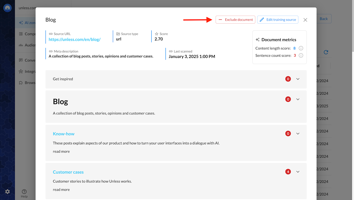 Exclude a single resource from your sources