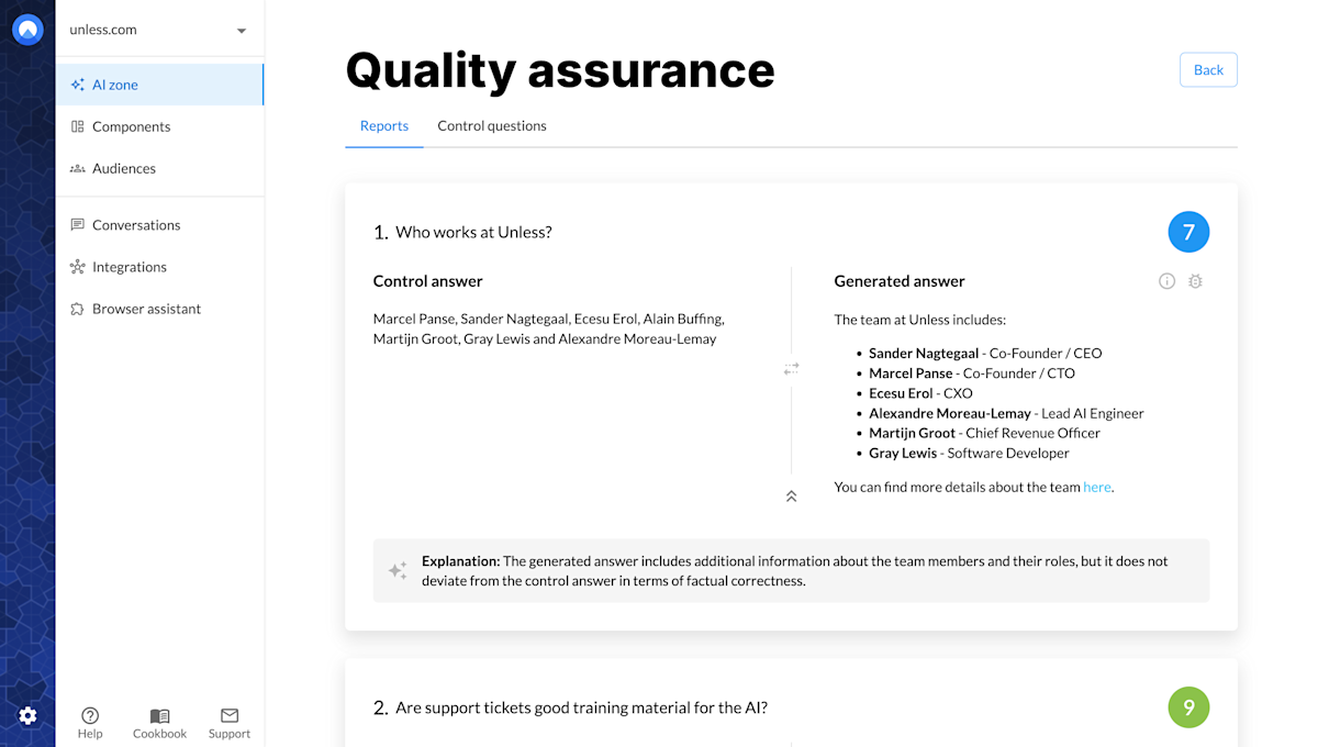 Quality control report