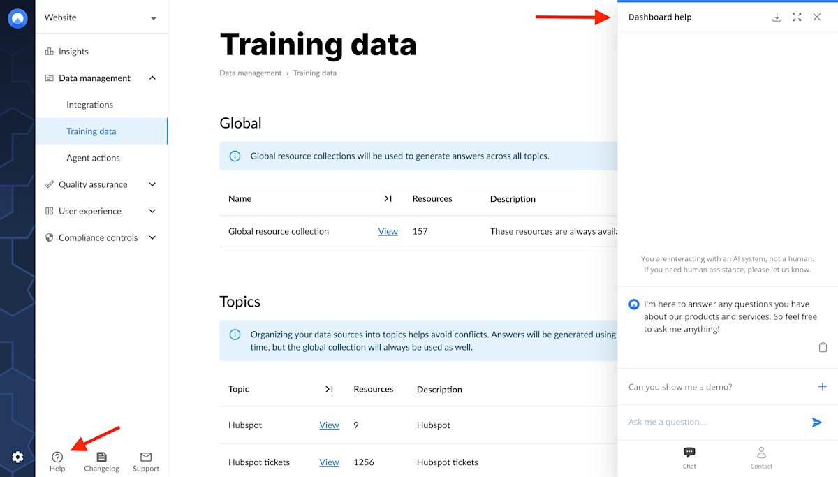 Unless AI help available in the dashboard