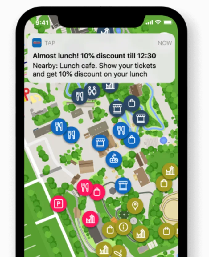 Park map as seen in the mobile application