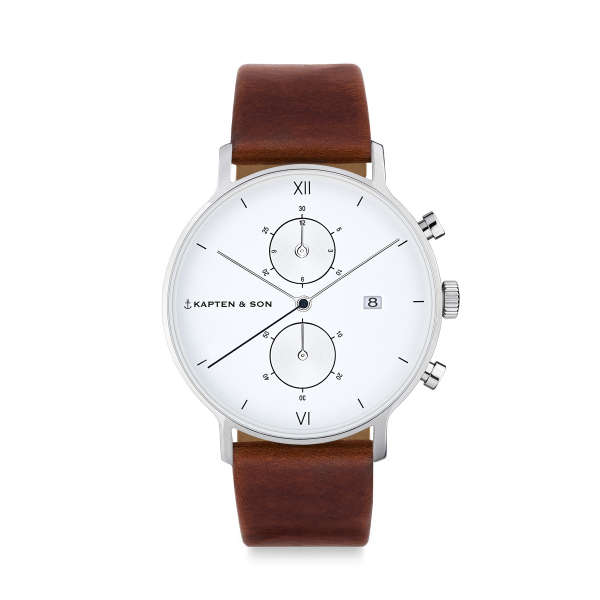 Chrono Silver Brown Leather