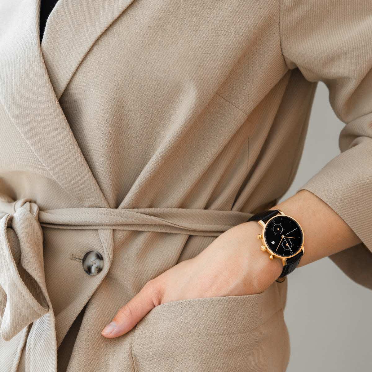 Chrono Small Gold All Black Croco Leather_thumbnail_5