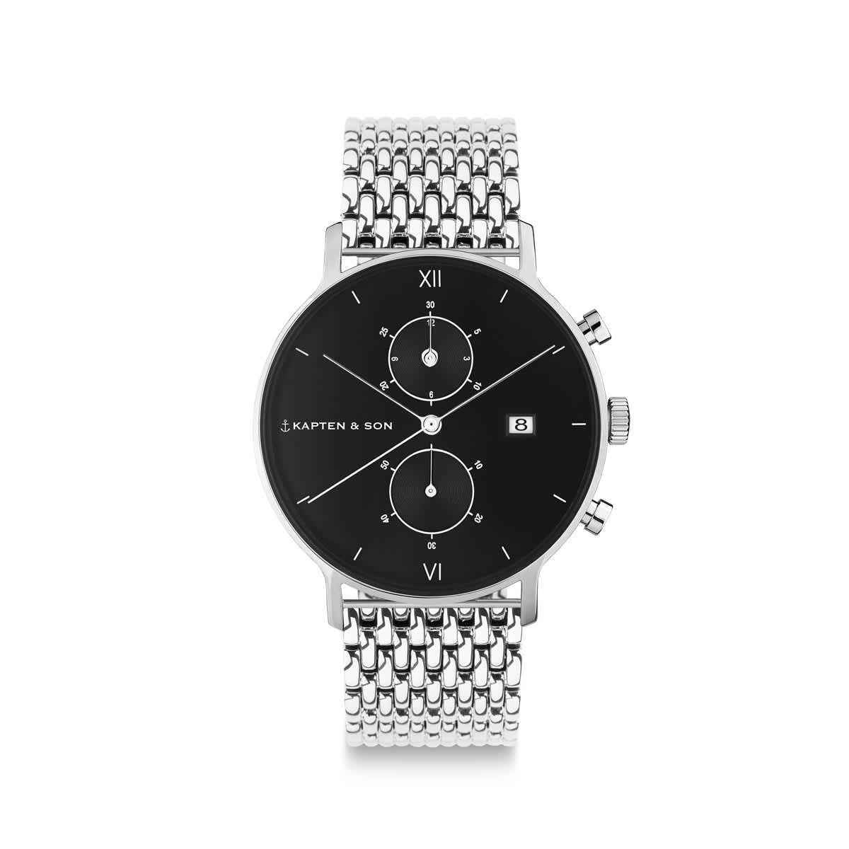 Chrono Small Silver Black Woven Steel _thumbnail_0