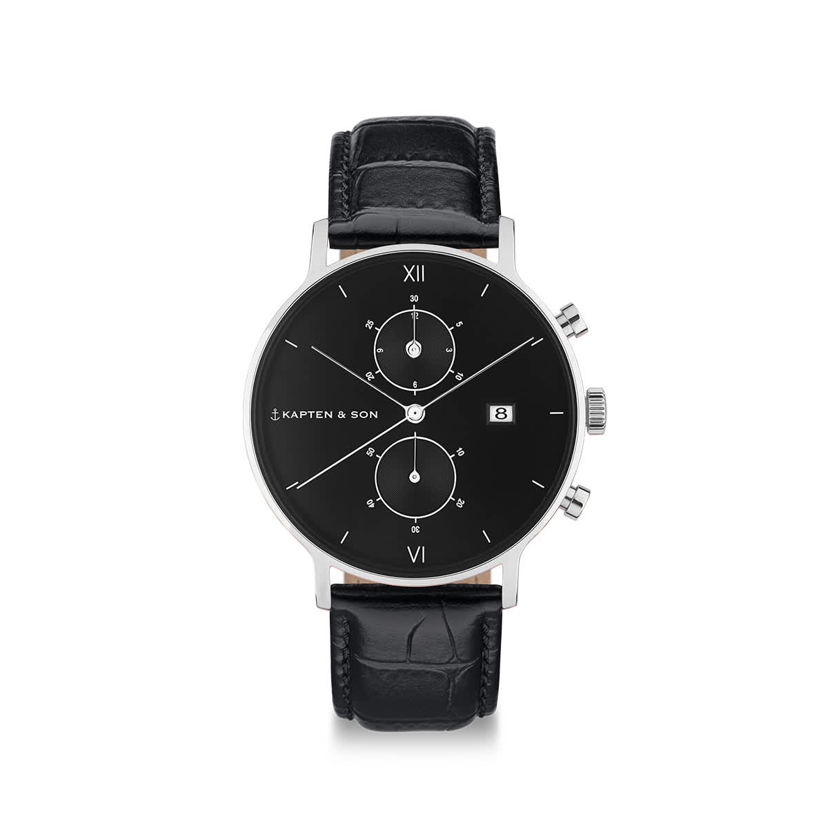 Chrono Small Silver All Black Croco Leather_thumbnail_0