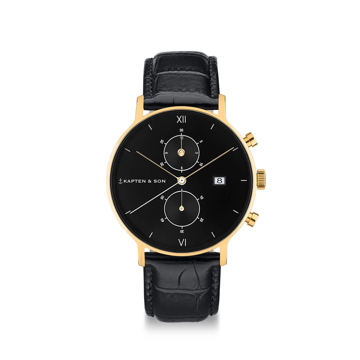 Chrono Small Gold All Black Croco Leather_thumbnail_0