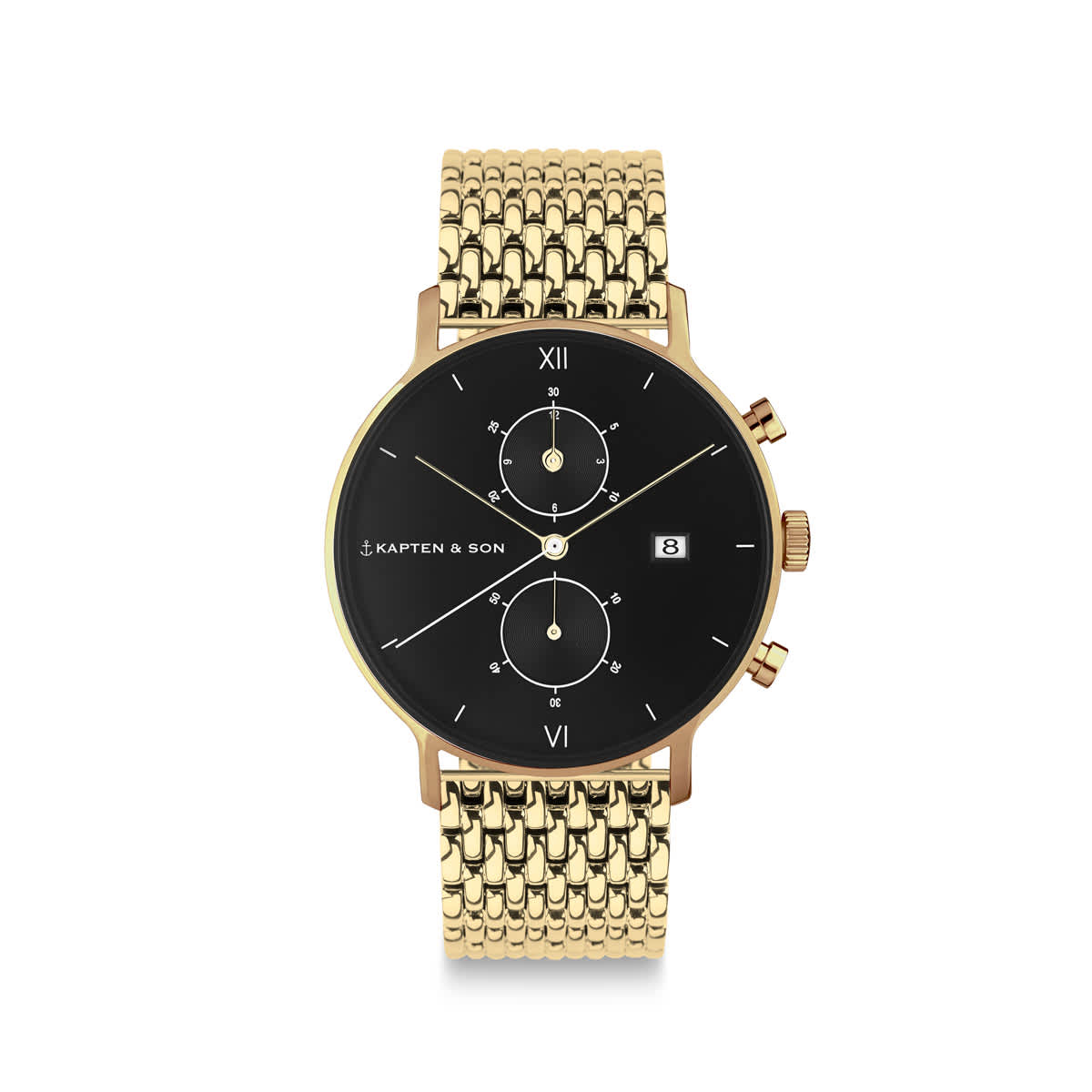 Chrono Small Gold Black Woven Steel _thumbnail_0