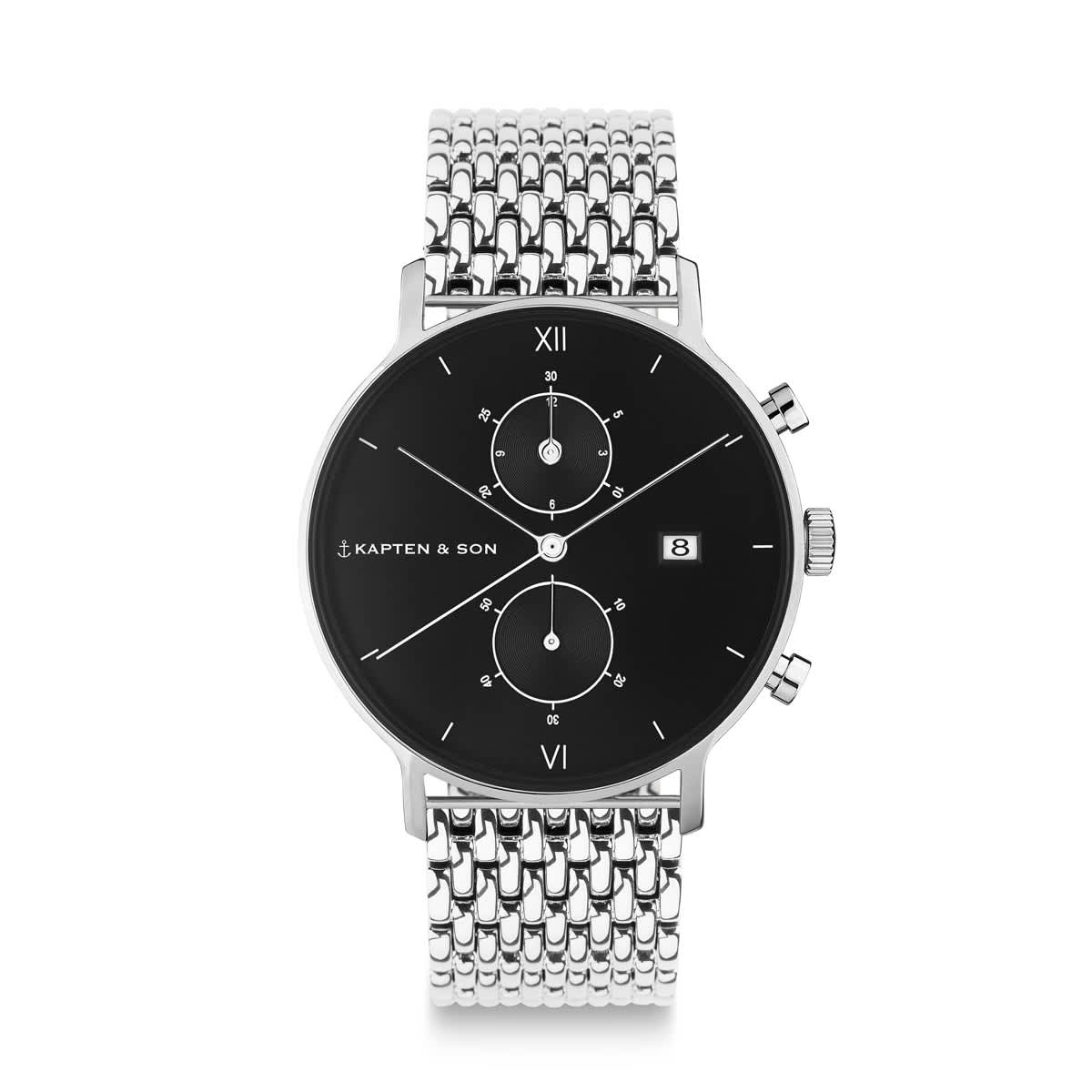 Chrono Silver Black Woven Steel _thumbnail_0