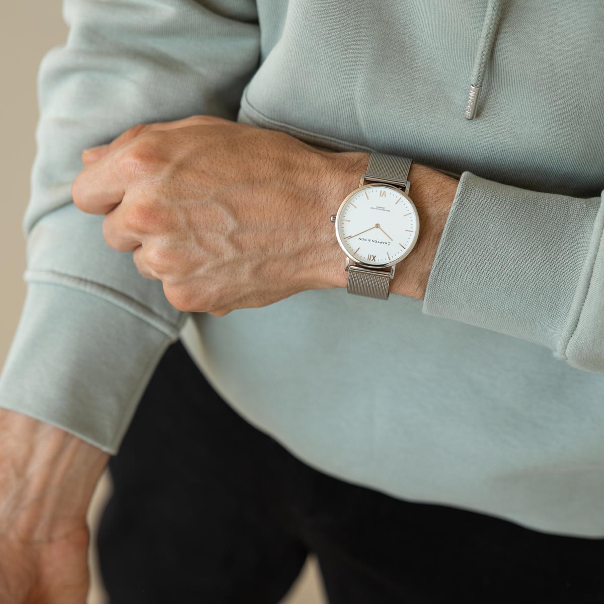 mens silver mesh watch