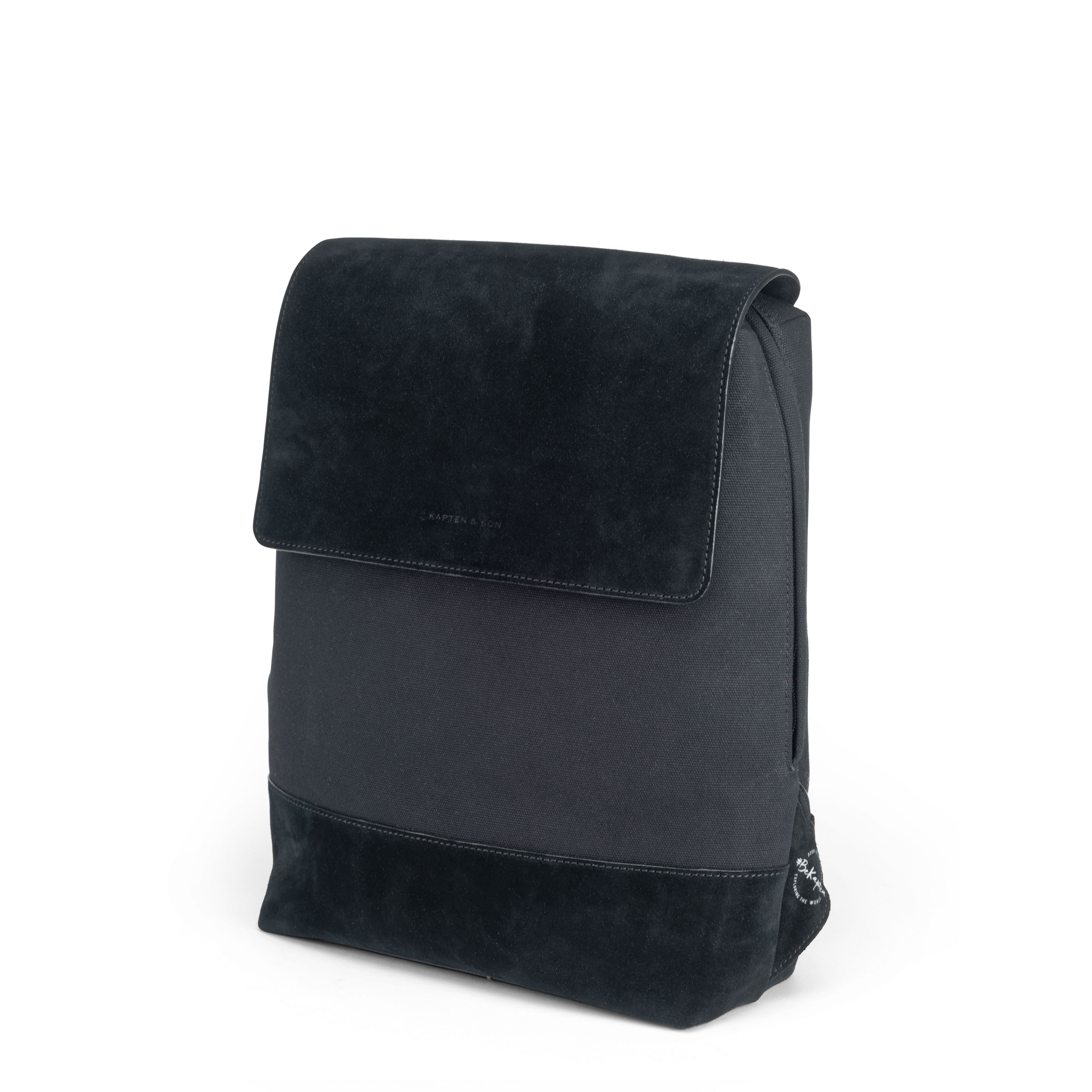 all black leather backpack