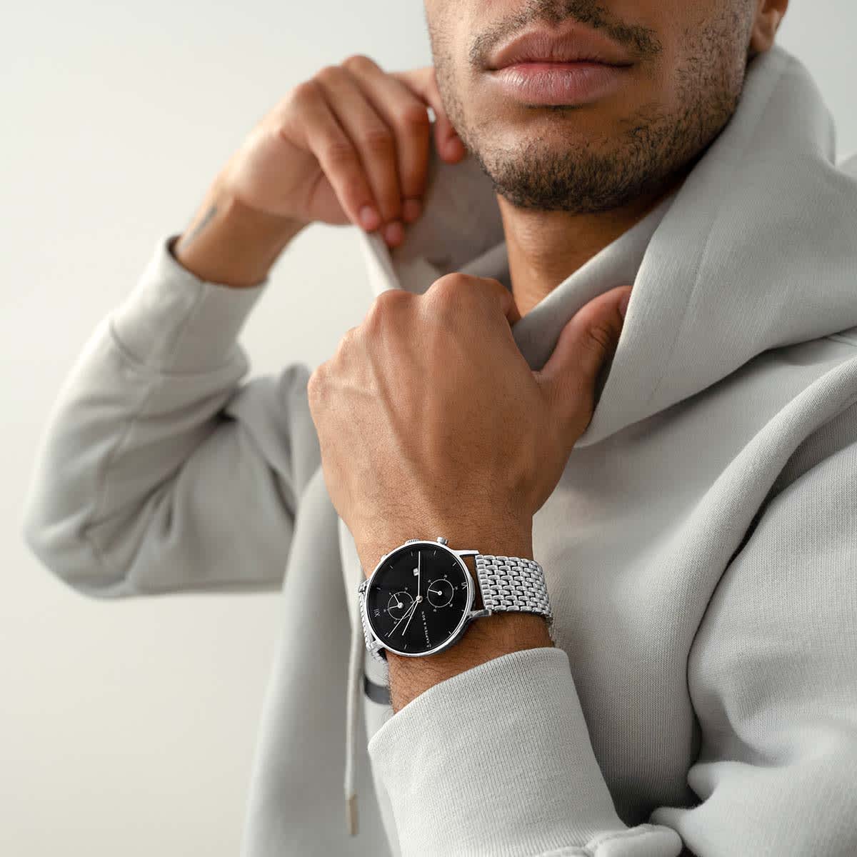 Chrono Silver Black Woven Steel _thumbnail_4