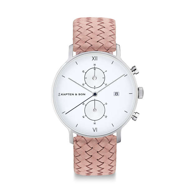 Chrono Silver Rose Woven Leather