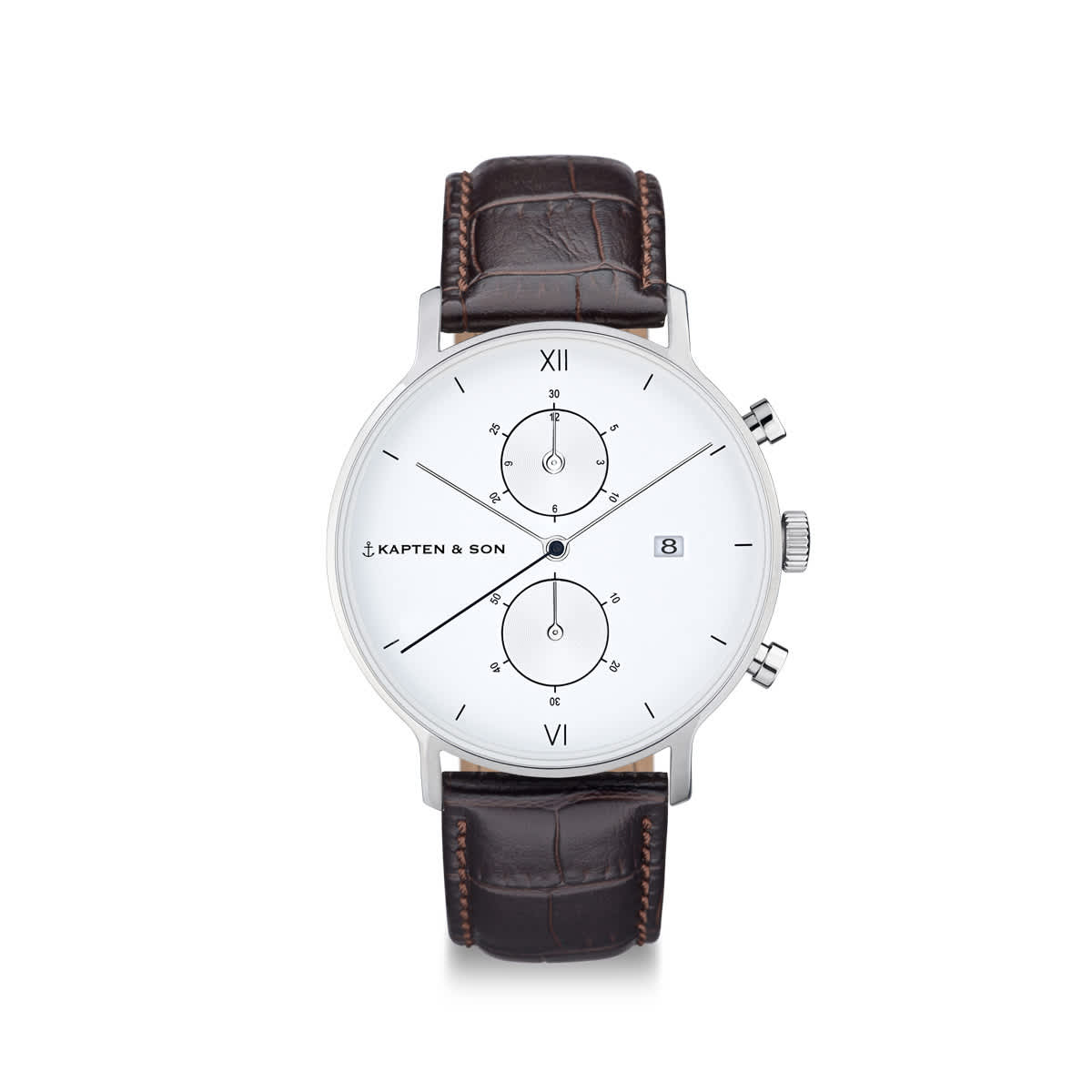 Chrono Small Silver Dark Brown Croco Leather_thumbnail_0