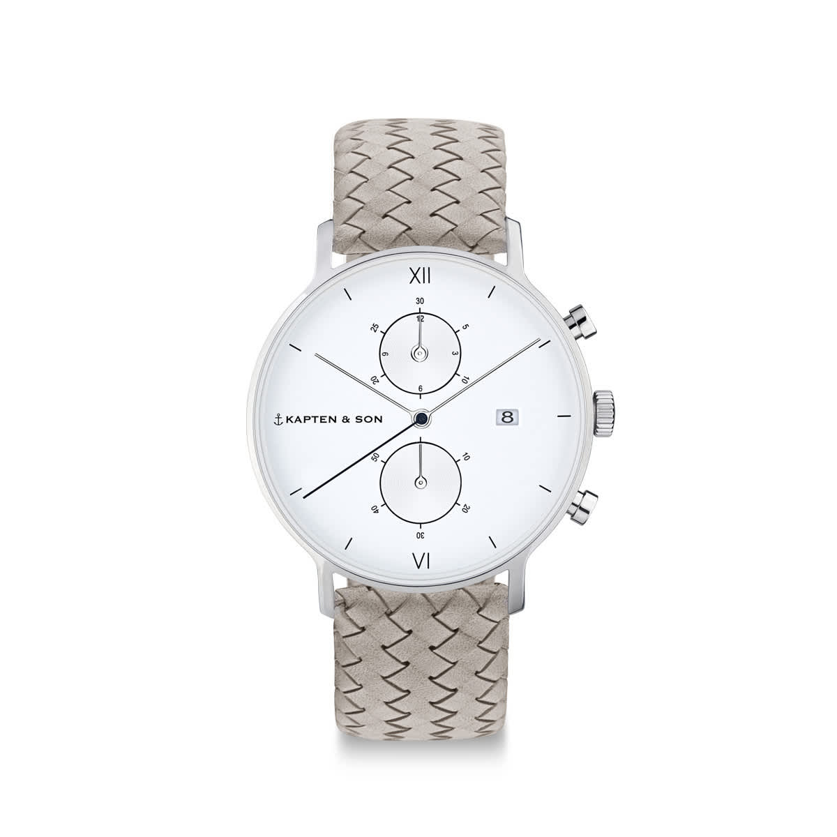 Chrono Small Silver Grey Woven Leather_thumbnail_0