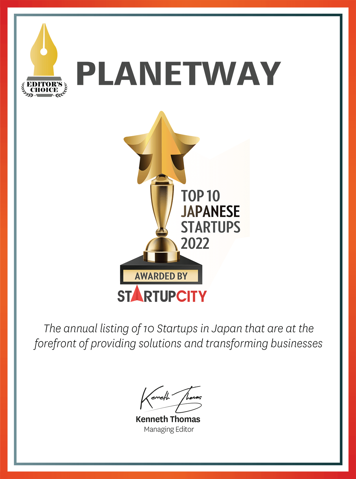PLANETWAY Certificate