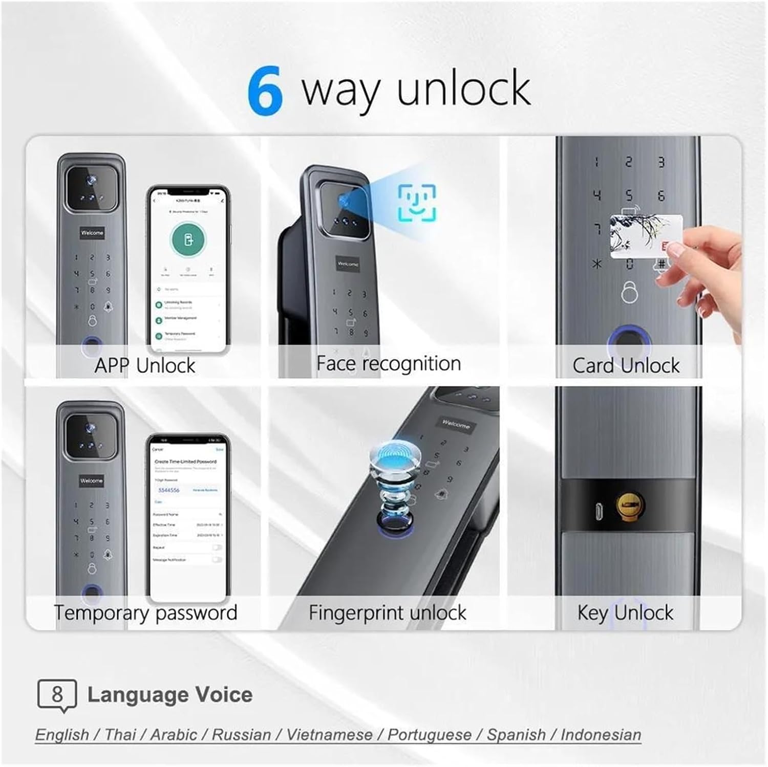 CHRON- H20-P Smart Fingerprint Door Lock With Face Identification And Card Unlock Function