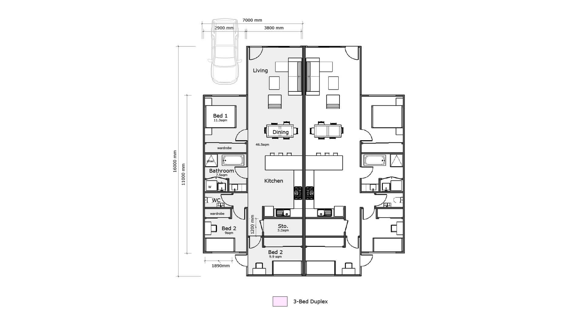 3 Bed Duplex