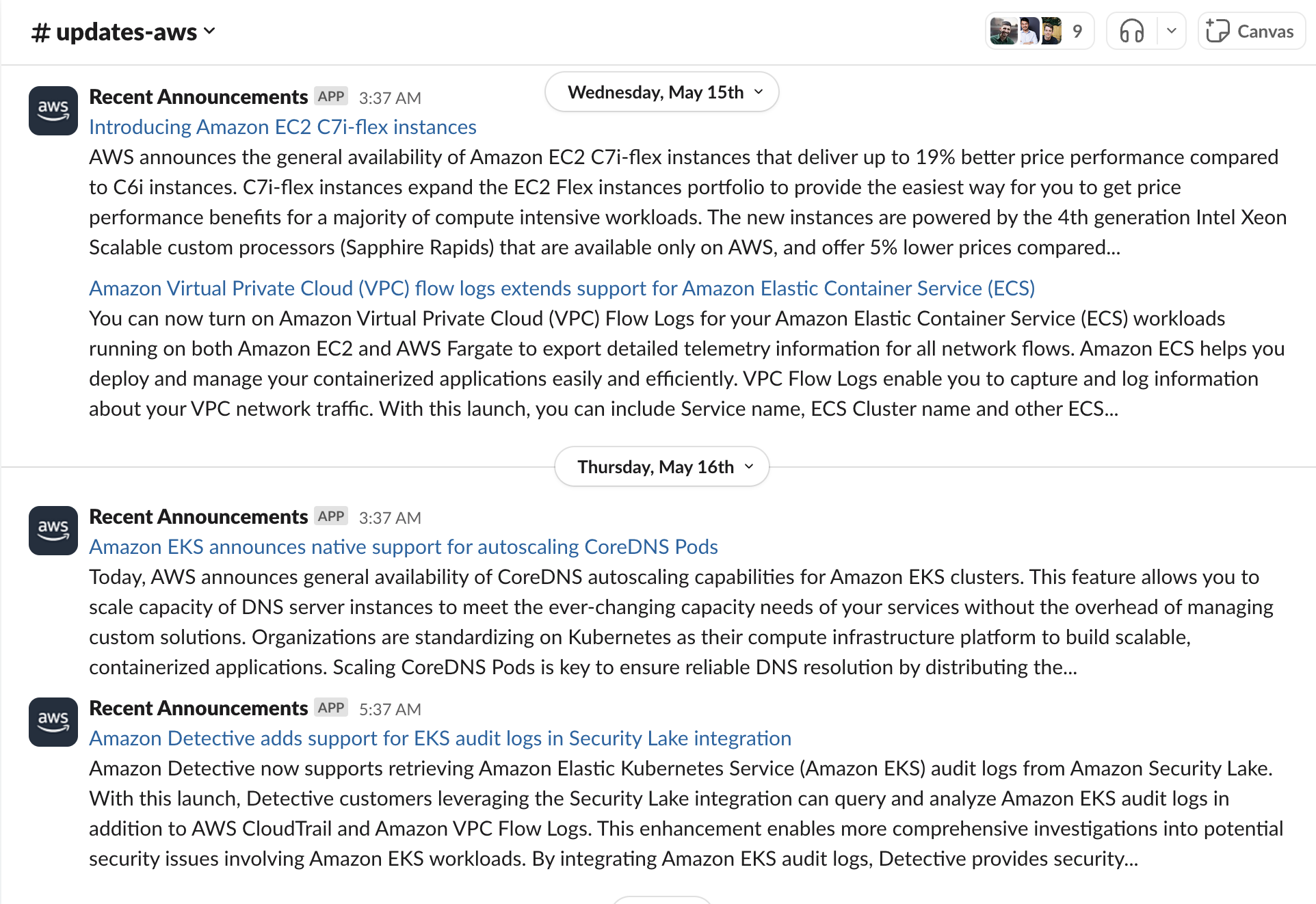 AWS Slack Feed: Slack has a built in RSS feed parser making life easy for the technologists at V2 