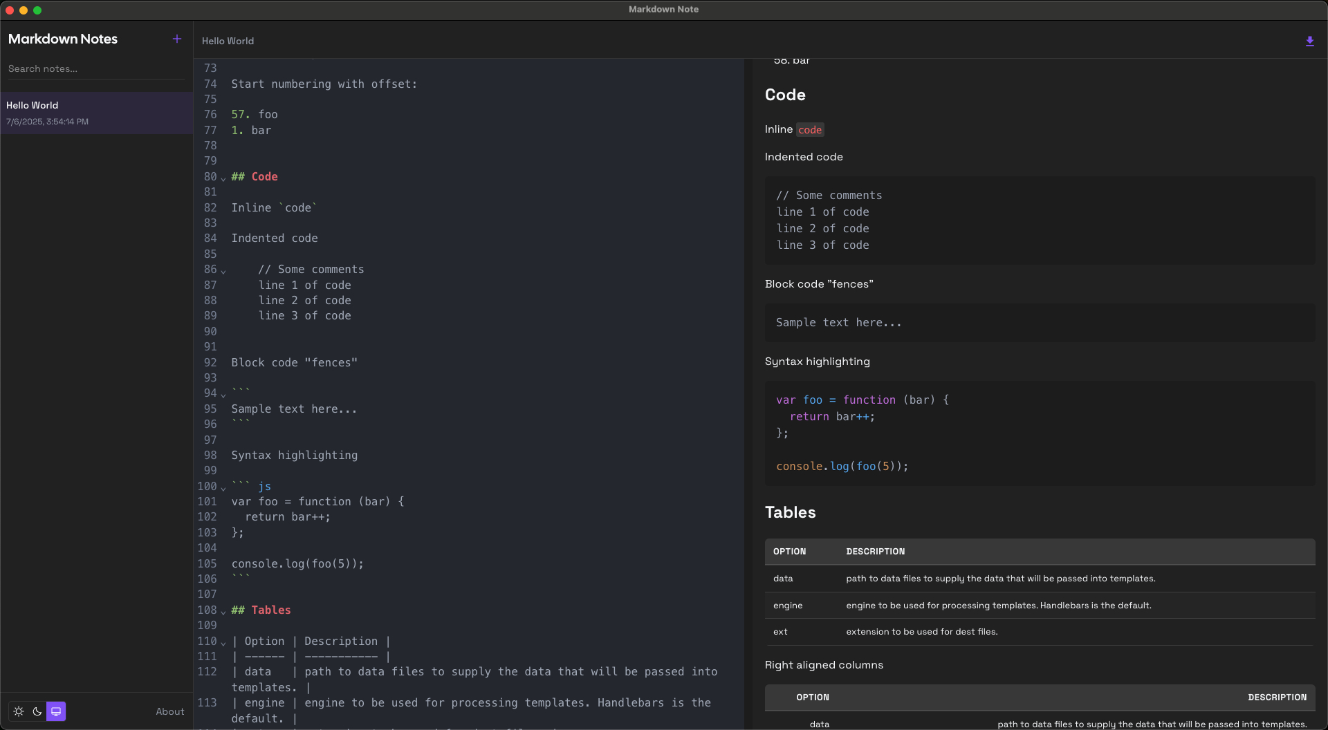 Markdown Note