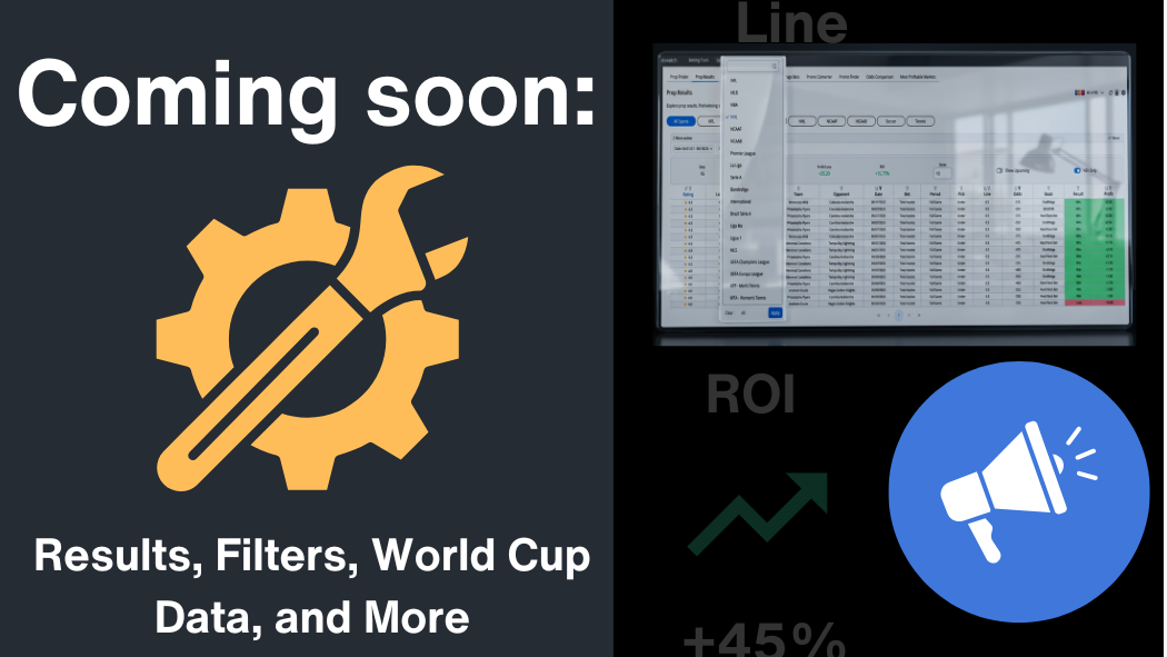 Coming soon: Betting results, injuries, and NEW stats!