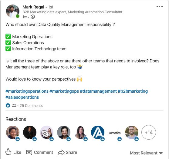 LinkedIn Thread - Data Quality Responsibility