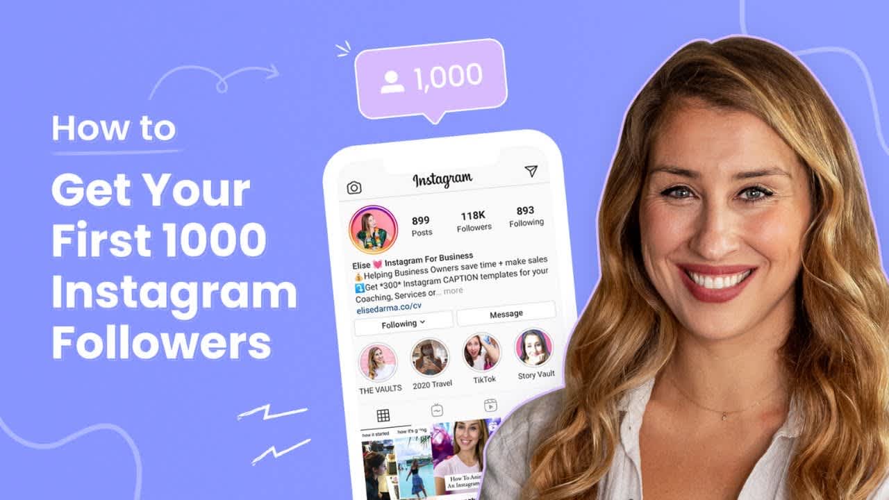 YouTube thumbnail for Get your first 1000 Instagram followers course video