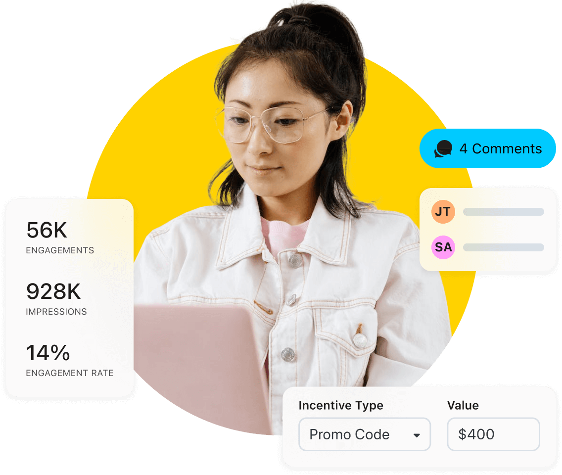 Marketing manager uses the Later outreach tool to manage influencer campaigns, performance, and payments