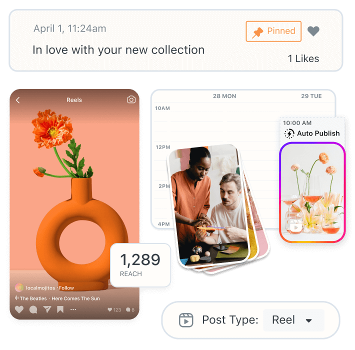 Usa Later para programar reels de Instagram, ver analíticas de Reels y conectar con tus seguidores de Instagram